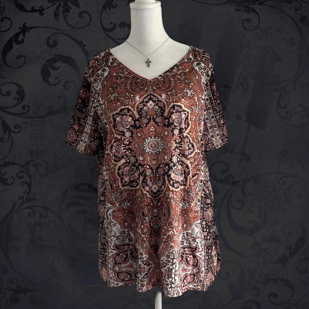 mirrored medallion ornate paisley faded tapestry fairy boho top